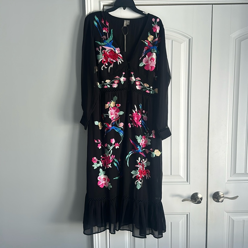 ASOS DESIGN Embroidered Skater Midi Dress Brand New w/ tags